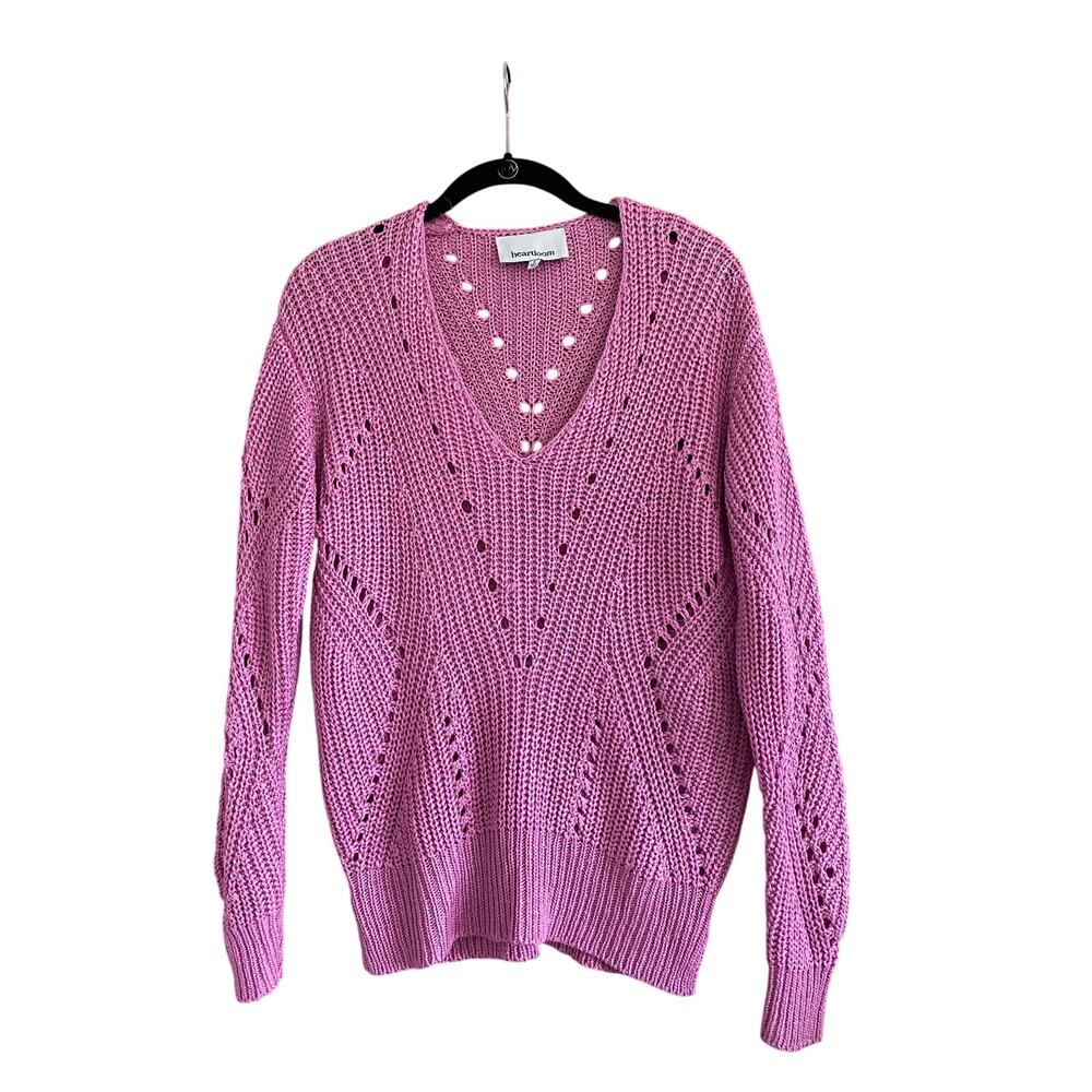 Heartloom Orchid Knit V-Neck Sweater Size Small